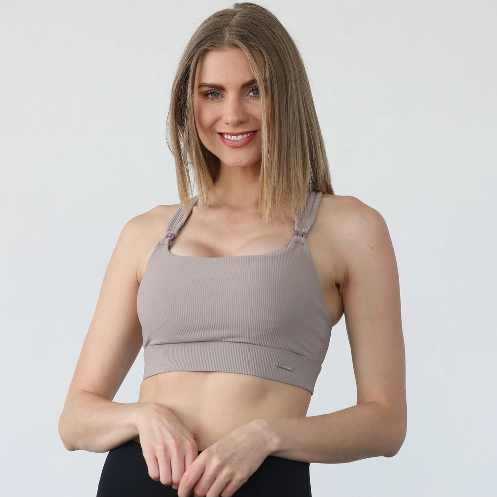 Sweat and Milk Chloe 4 Running Nursing & Pumping Sports Bra (Ribbed Chai) size L - Picture 6 of 10